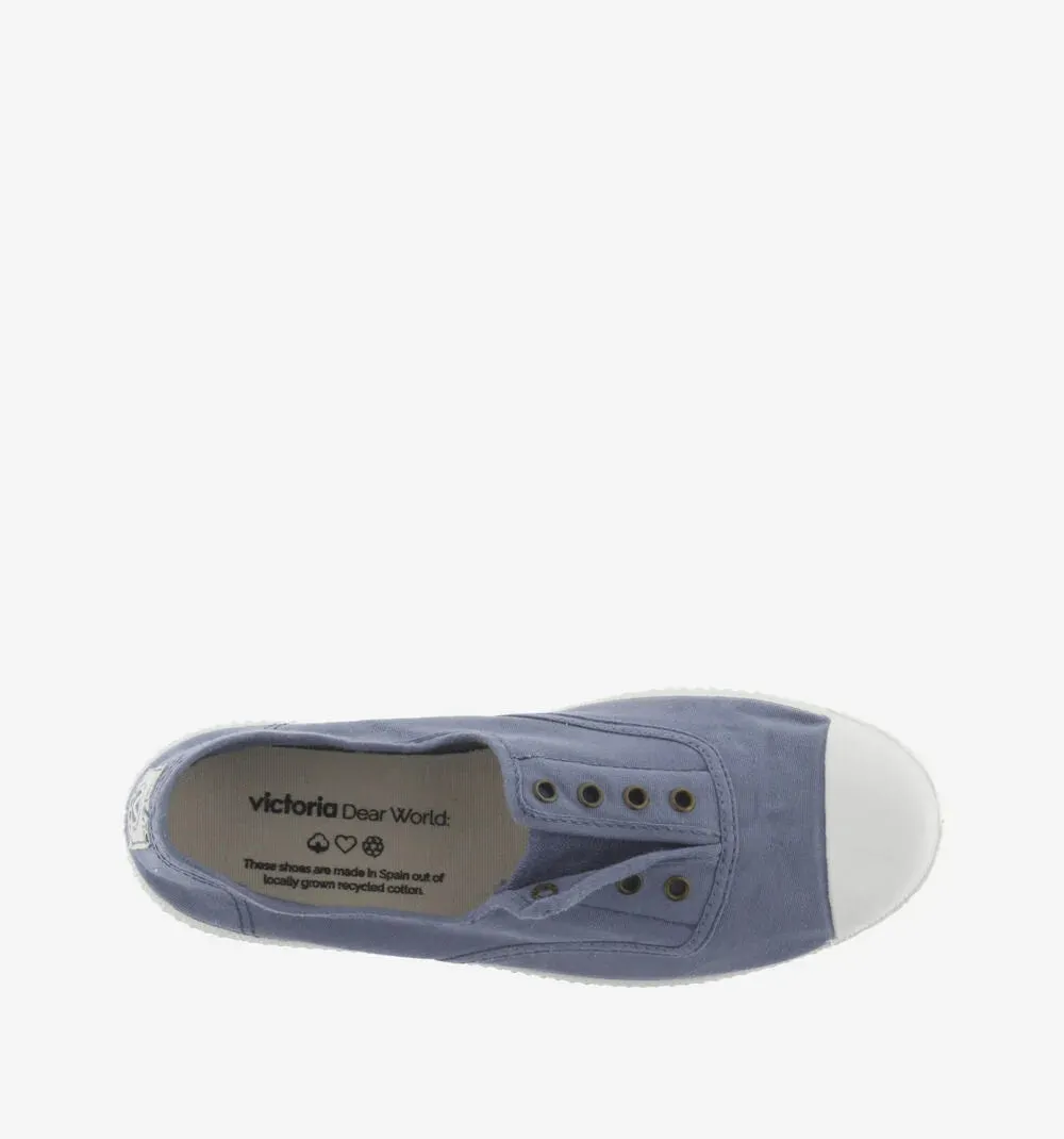 (106623) Women's canvas trainers with elastic - Azul