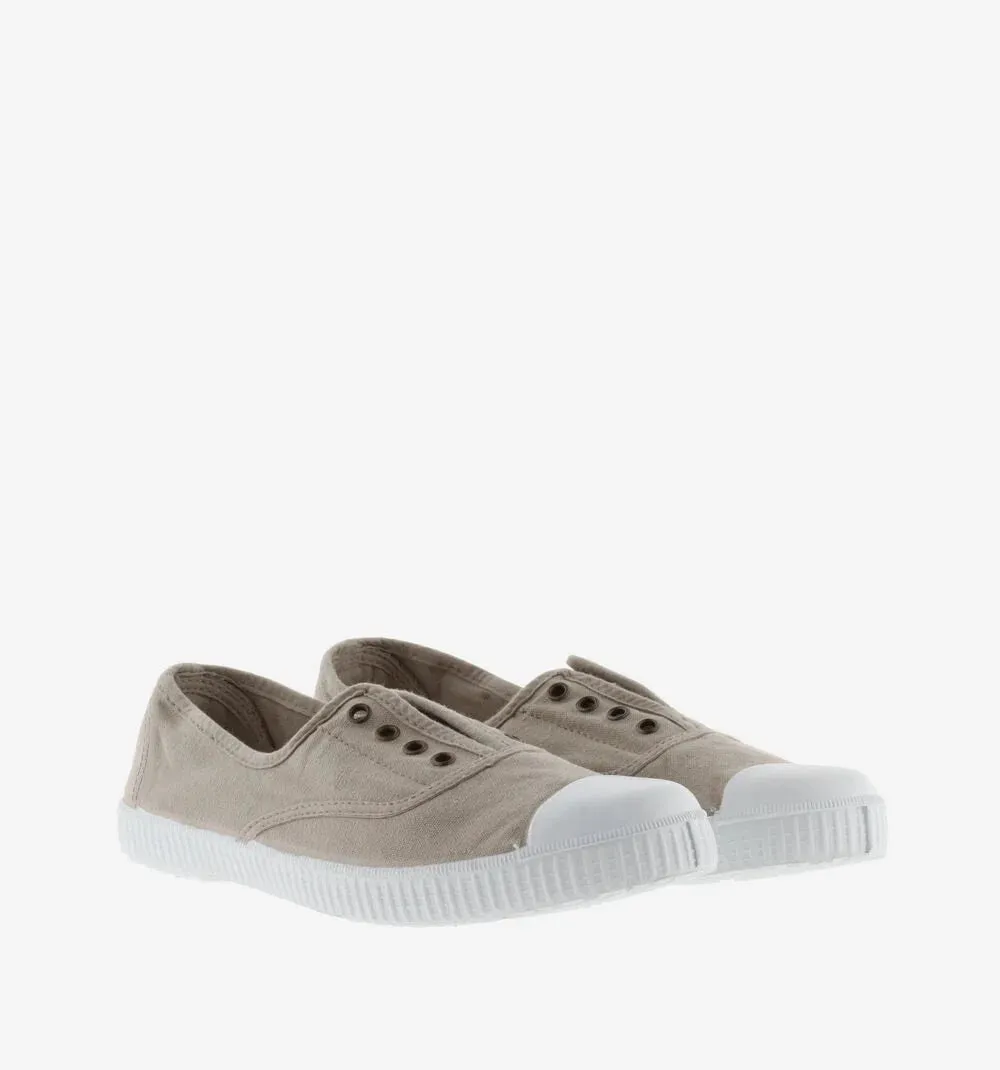 (106623) Women's canvas trainers with elastic - Beige