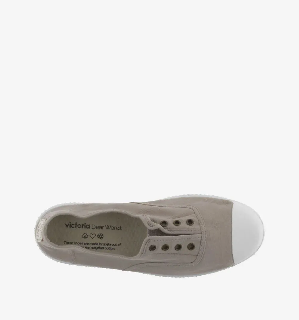 (106623) Women's canvas trainers with elastic - Beige