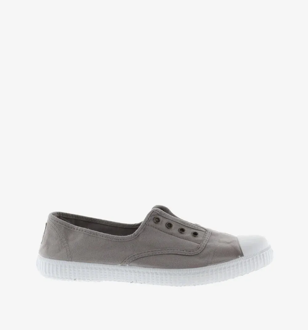 (106623) Women's canvas trainers with elastic - Gris