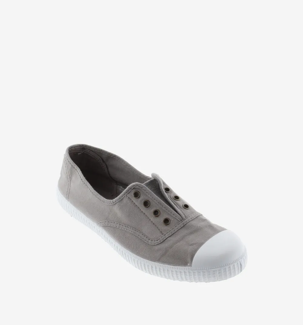 (106623) Women's canvas trainers with elastic - Gris