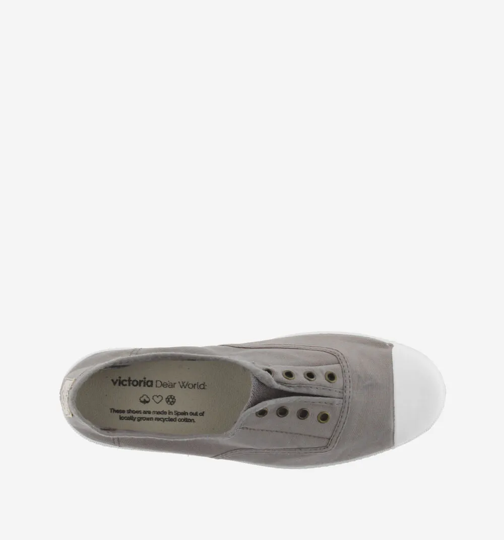 (106623) Women's canvas trainers with elastic - Gris