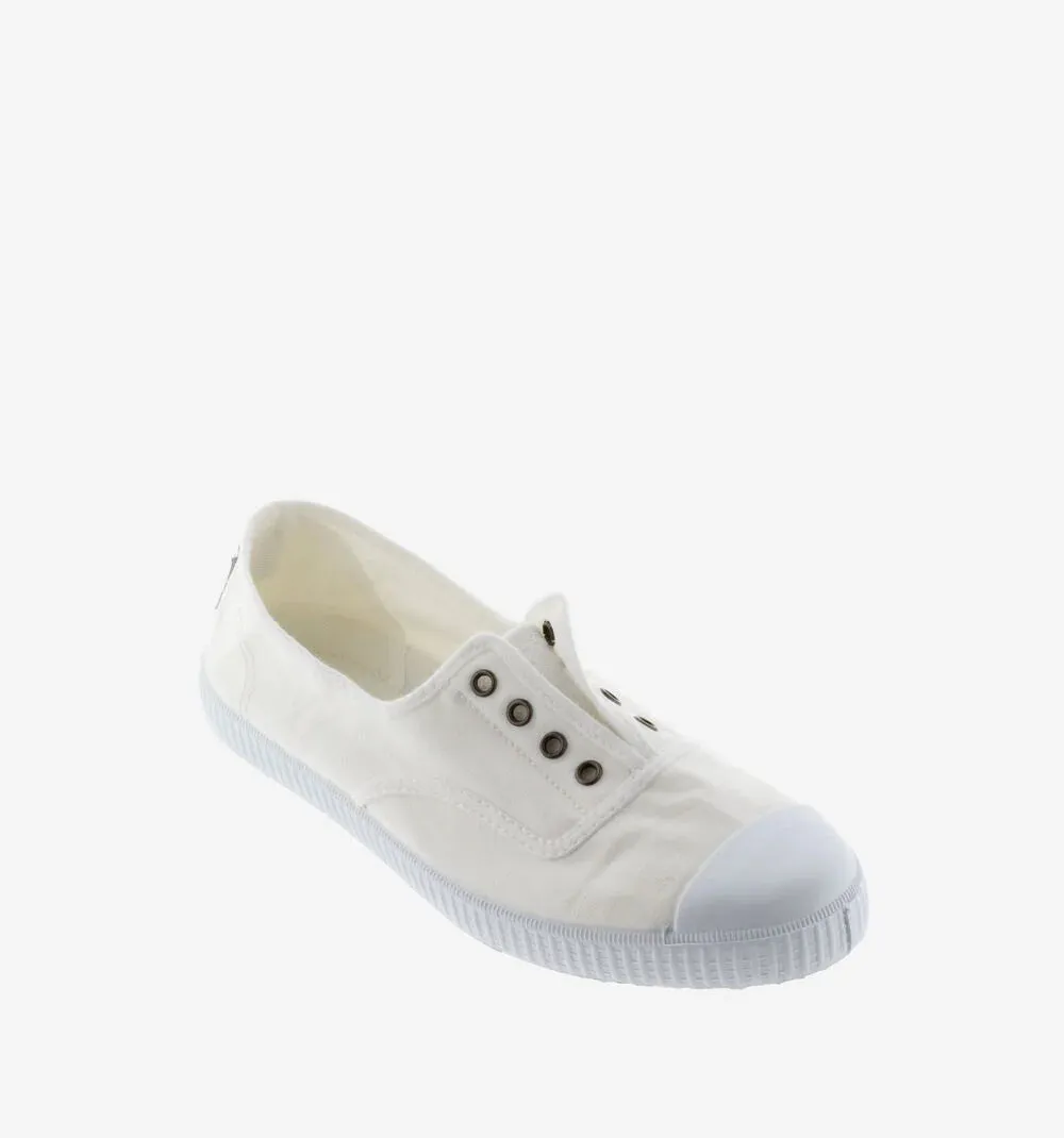 (106623) Women's canvas trainers with elastic - White