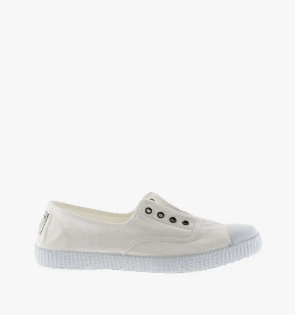 (106623) Women's canvas trainers with elastic - White
