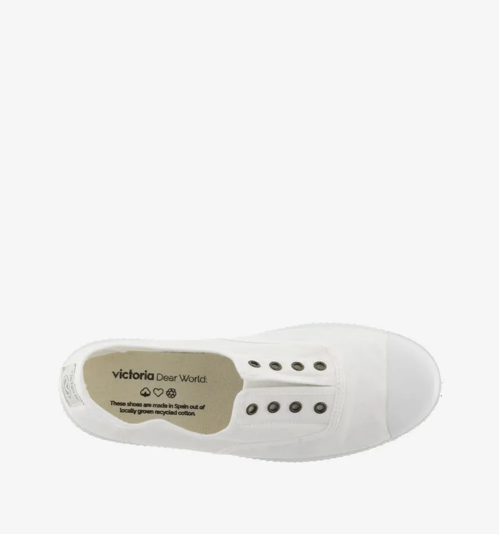 (106623) Women's canvas trainers with elastic - White