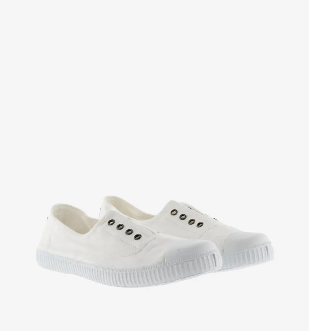 (106623) Women's canvas trainers with elastic - White