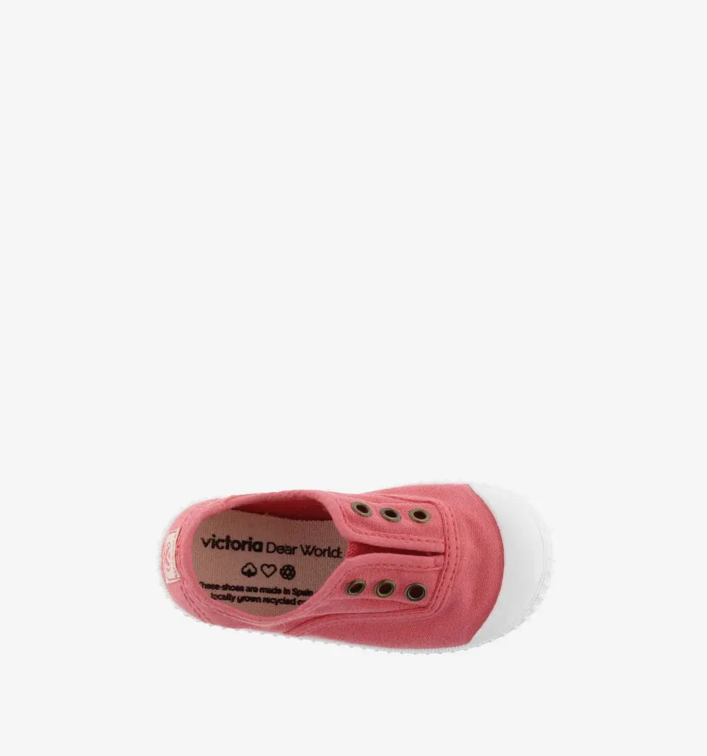 (106627) Children's canvas trainers with elastic - Coral