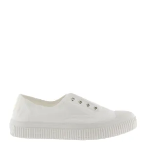 (1076100) Women's canvas trainers with elastic - White