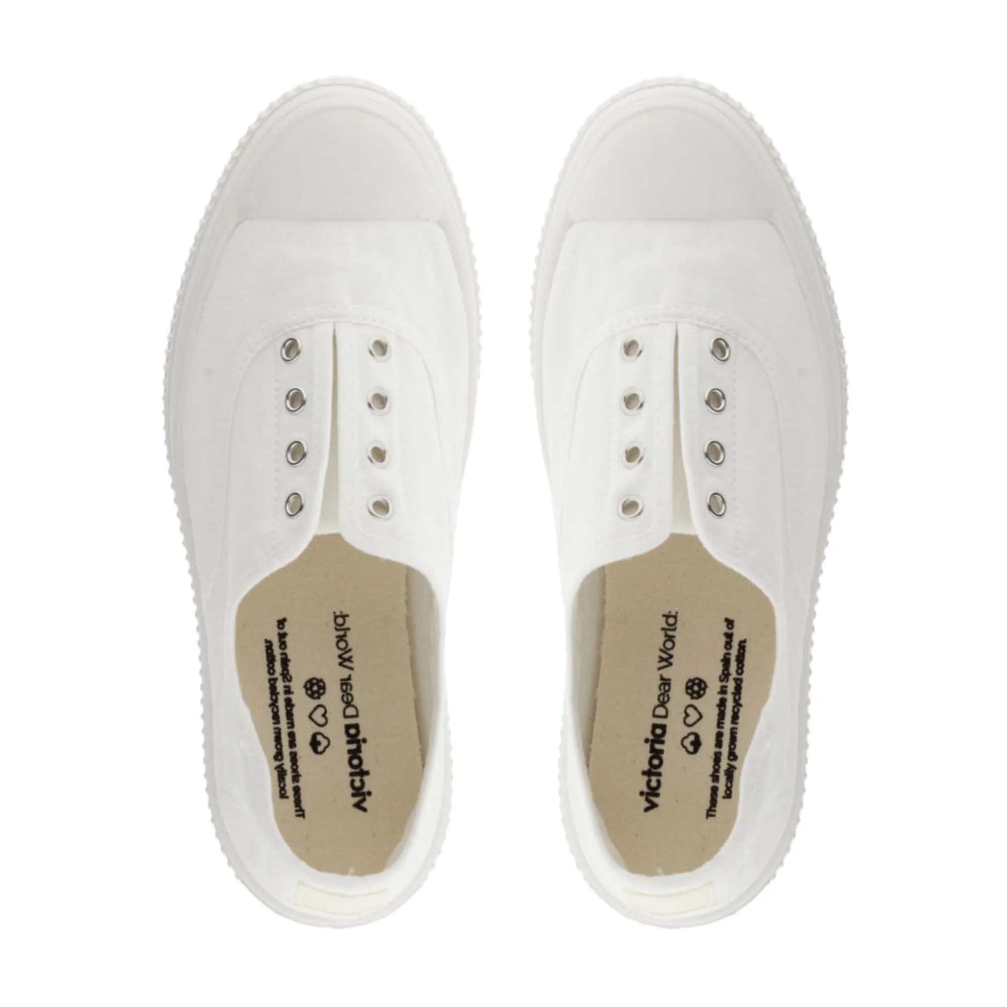(1076100) Women's canvas trainers with elastic - White