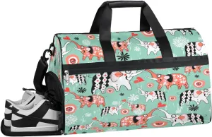 Abstract Elephant Sports Gym Bag with Wet Pocket & Shoes Compartment Waterproof Workout Duffel Bag for Women and Men Weekender Overnight Duffle Bag Travel Carry-on Tote