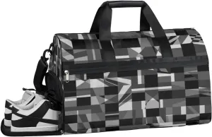Abstract Geometric Pattern Sports Gym Bag with Wet Pocket & Shoes Compartment Waterproof Workout Duffel Bag for Women and Men Weekender Overnight Duffle Bag Travel Carry-on Tote