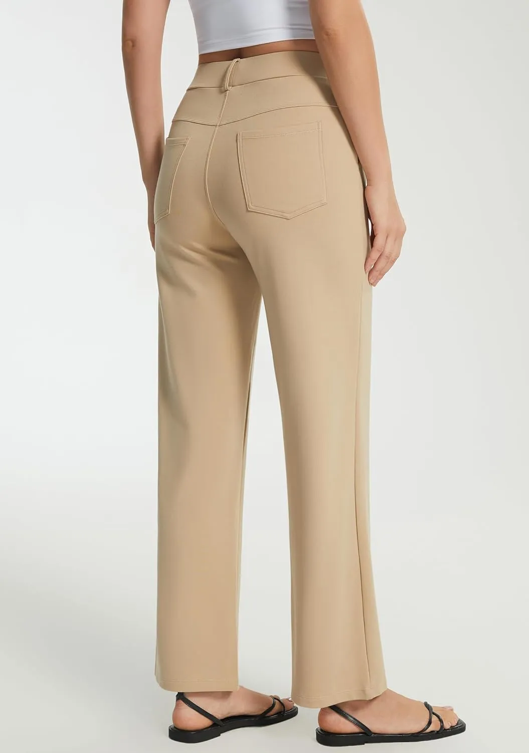 AFITNE Women's Yoga Dress Pants High Waist Pull On Dressy Work Pants Stretchy Business Casual Ankle Length Trousers