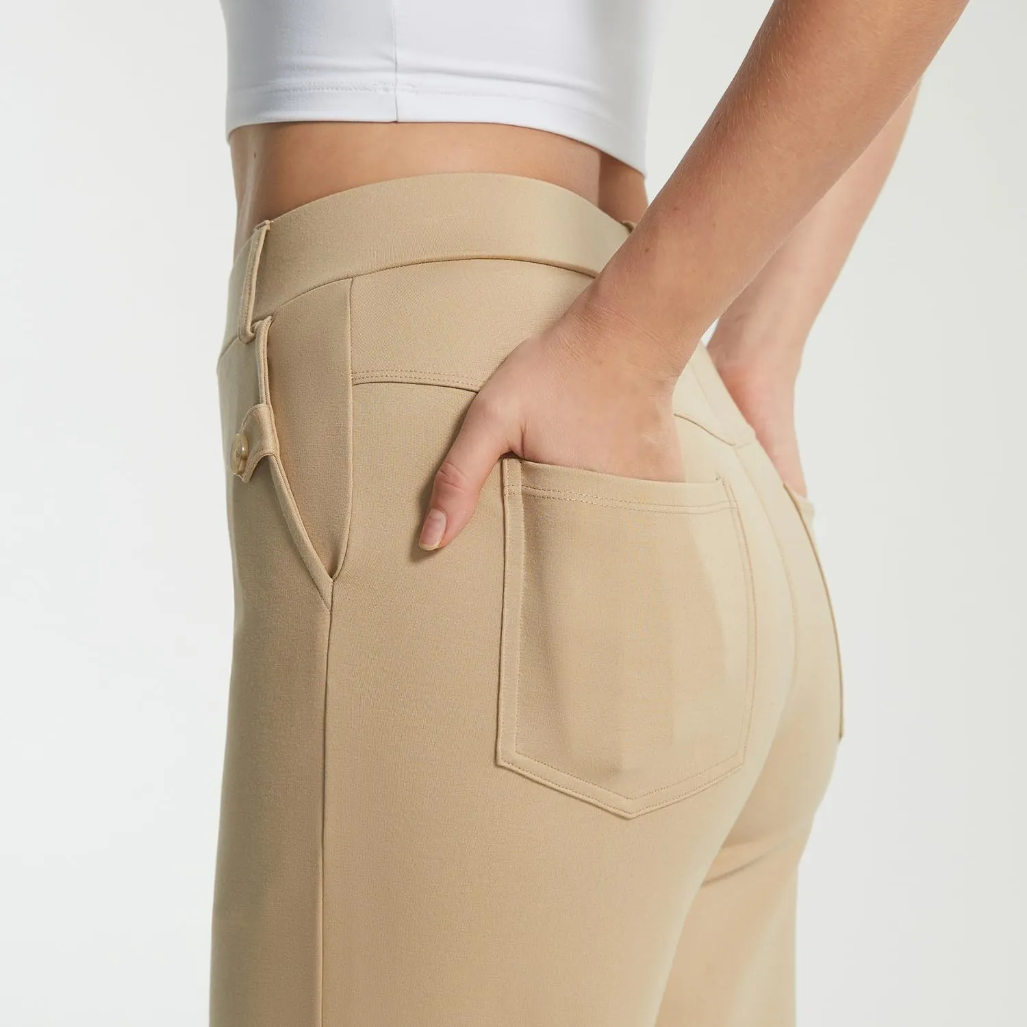 AFITNE Women's Yoga Dress Pants High Waist Pull On Dressy Work Pants Stretchy Business Casual Ankle Length Trousers