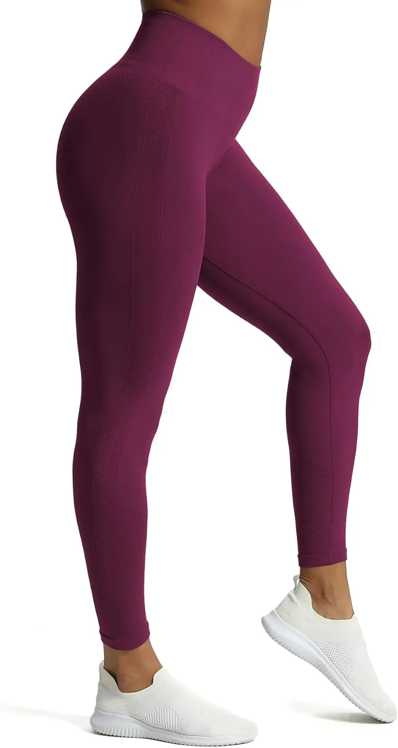 Aoxjox Workout Seamless Leggings for Women High Waisted Fitness Yoga Contour Sculpt Pants 22"