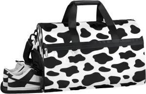Art Animal Cow Sports Gym Bag with Wet Pocket & Shoes Compartment Waterproof Workout Duffel Bag for Women and Men Weekender Overnight Duffle Bag Travel Carry-on Tote