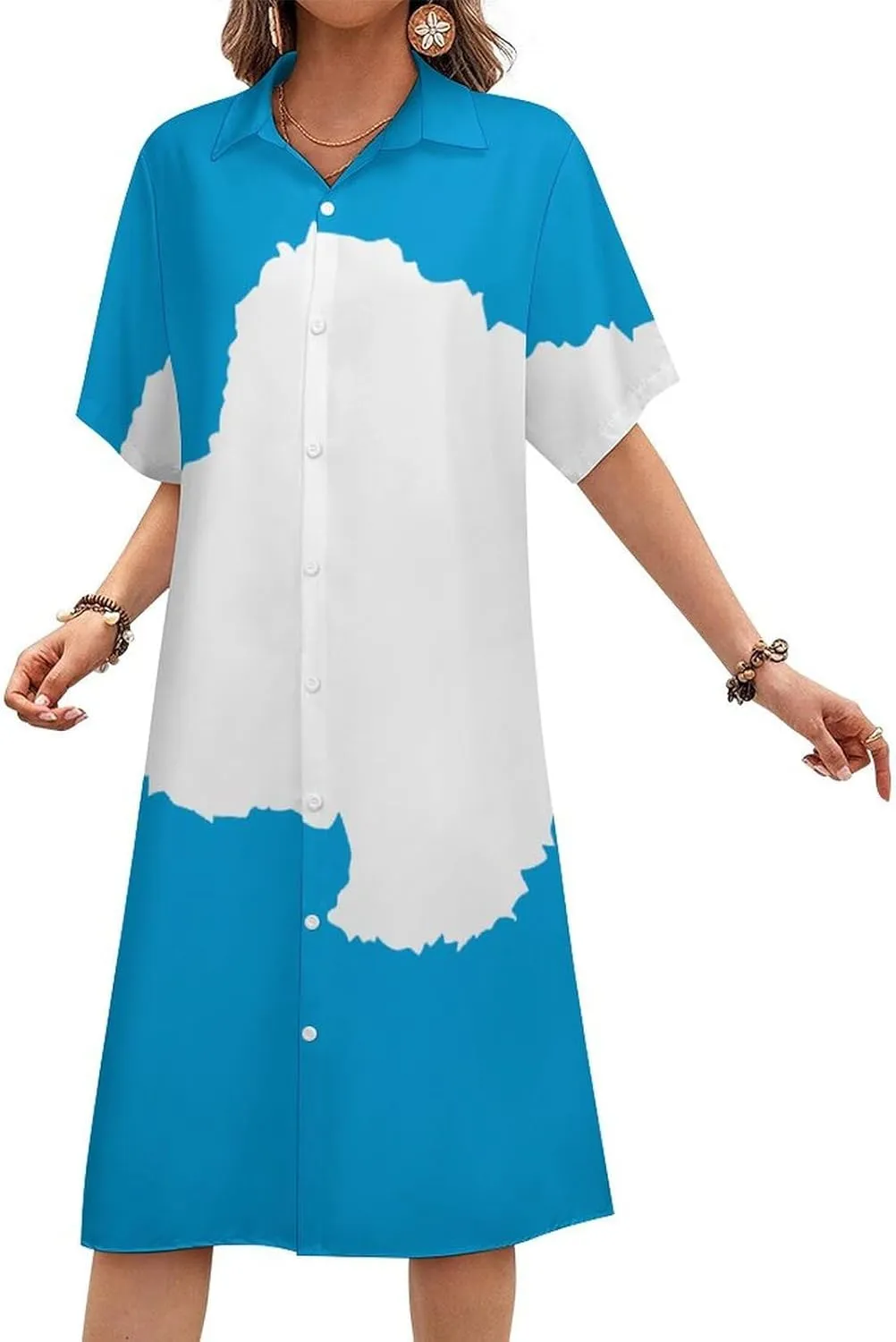 Australian Flag Womens Button Down Shirt Dresses Casual Button Up Short Sleeve Blouse Tops