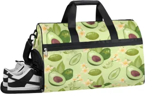 Avocado Fruit Summer Sports Gym Bag with Wet Pocket & Shoes Compartment Waterproof Workout Duffel Bag for Women and Men Weekender Overnight Duffle Bag Travel Carry-on Tote
