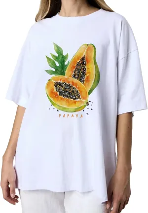 BAIGRAM Women Y2K Oversized Aesthetic Fruit Graphic Print Tee Top Baggy Loose Fit Short Sleeve Cotton Tshirt Summer 2025