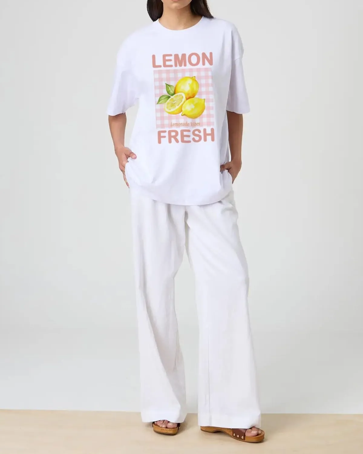 BAIGRAM Women Y2K Oversized Aesthetic Fruit Graphic Print Tee Top Baggy Loose Fit Short Sleeve Cotton Tshirt Summer 2025