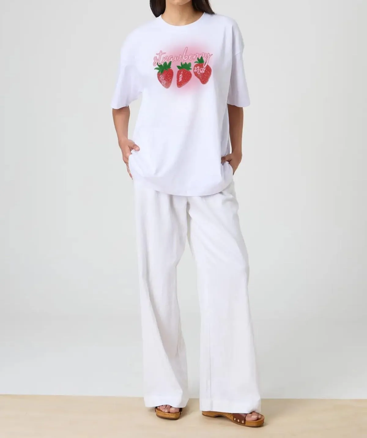 BAIGRAM Women Y2K Oversized Aesthetic Fruit Graphic Print Tee Top Baggy Loose Fit Short Sleeve Cotton Tshirt Summer 2025