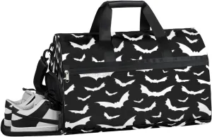 Bat Animal Sports Gym Bag with Wet Pocket & Shoes Compartment Waterproof Workout Duffel Bag for Women and Men Weekender Overnight Duffle Bag Travel Carry-on Tote