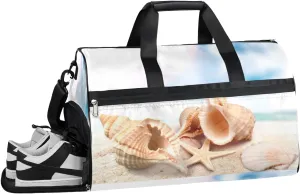 Beach Starfish Sea Pattern Sports Gym Bag with Wet Pocket & Shoes Compartment Waterproof Workout Duffel Bag for Women and Men Weekender Overnight Duffle Bag Travel Carry-on Tote
