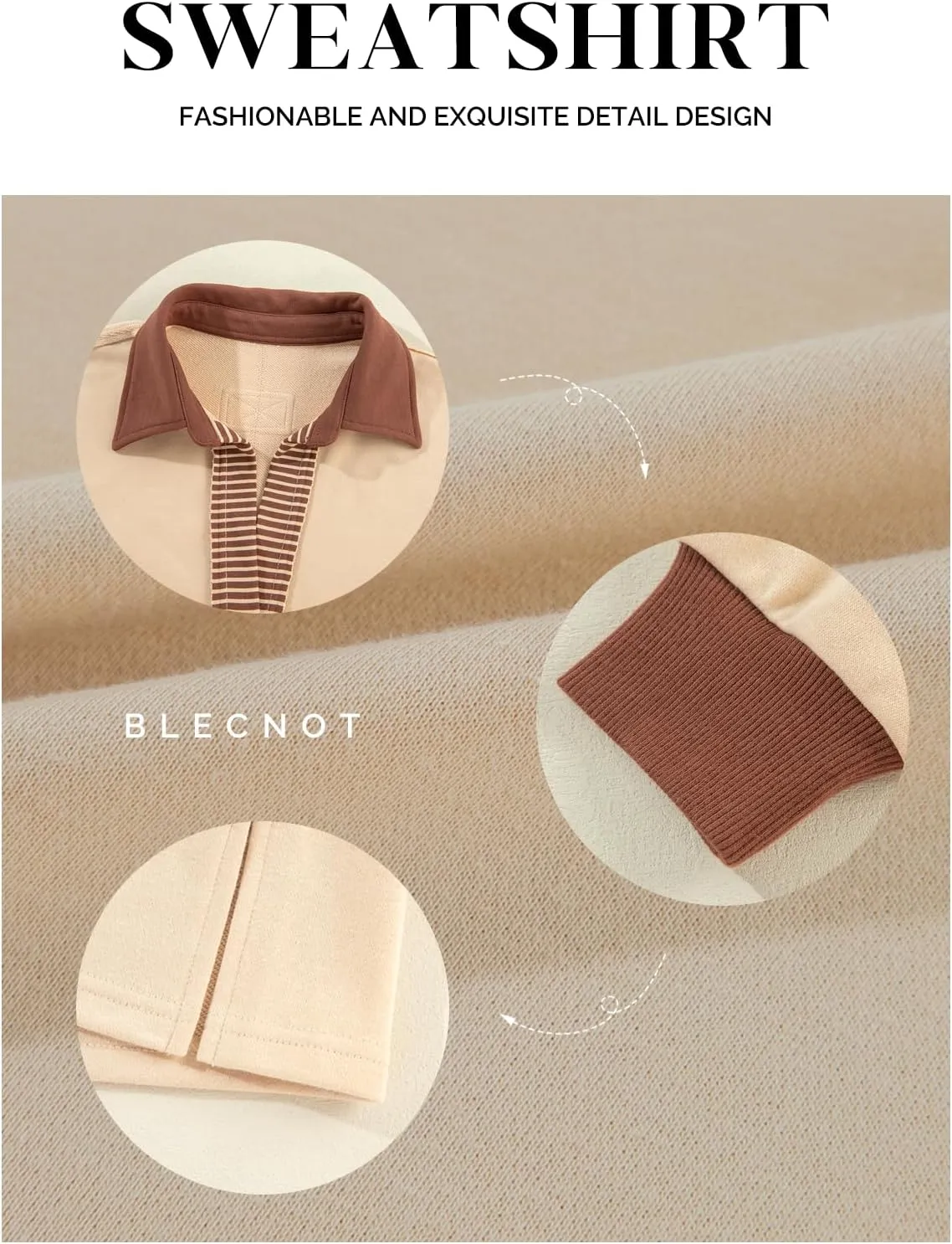 BLENCOT Women's Casual Striped Half Zip Up Drop Shoulder Sweatshirt Oversized Long Sleeve Pullover Tops with Pockets