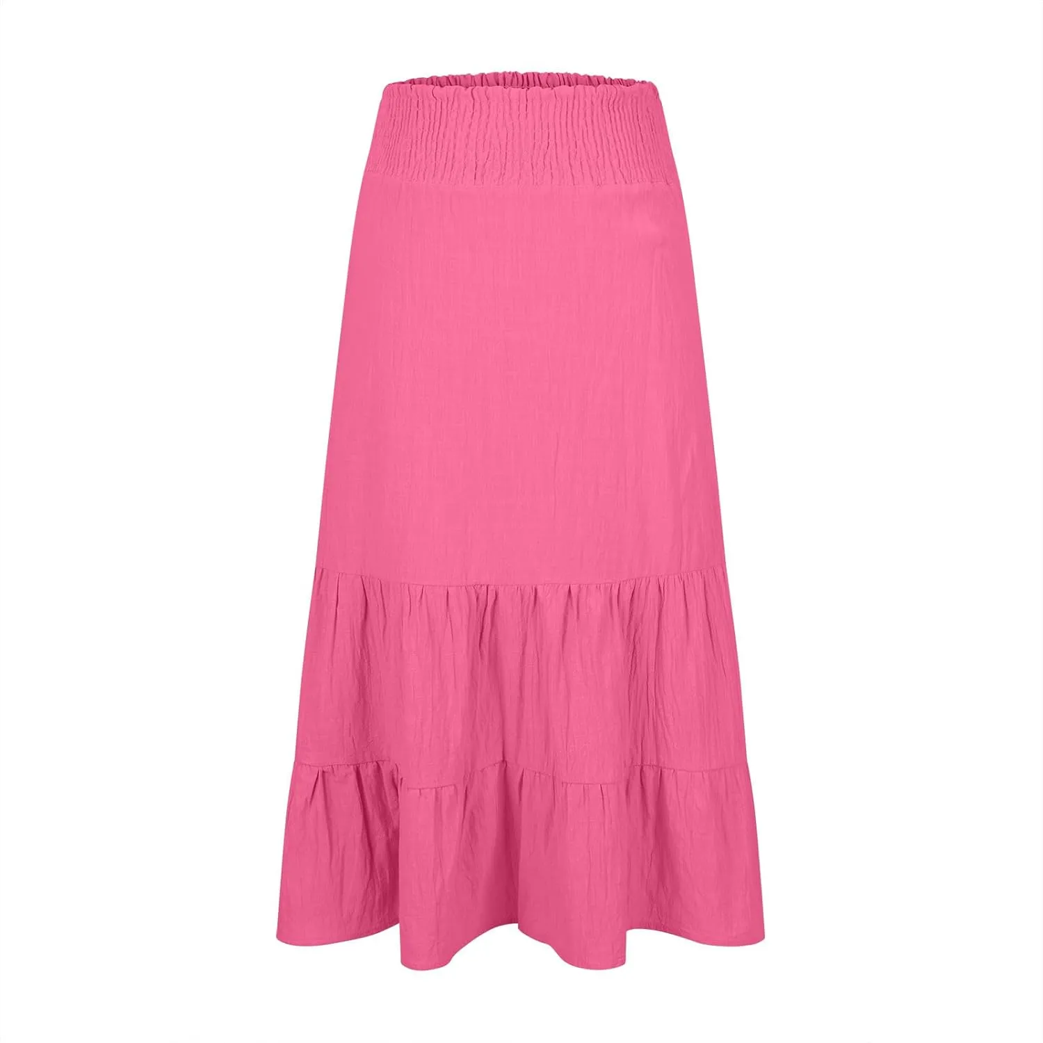 Boho Skirts for Women 2025 Summer Elastic Waist Ruffle Long Skirt Vacation Hawaiian Flowy Tiered Maxi Skirt
