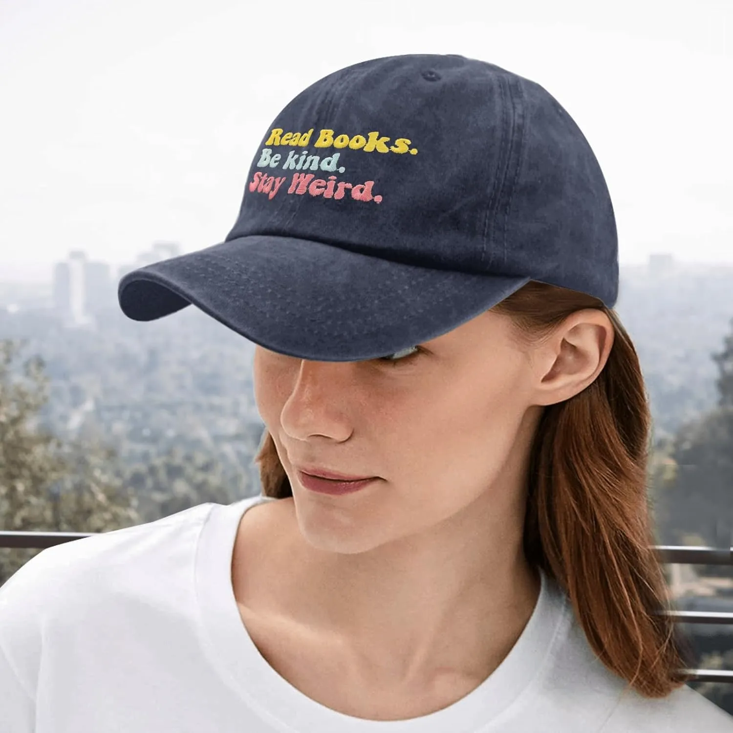 Book Lover Cap Read Books Be Kind Stay Weird Baseball Cap for Women Funny Denim Dad Hats Adjustable