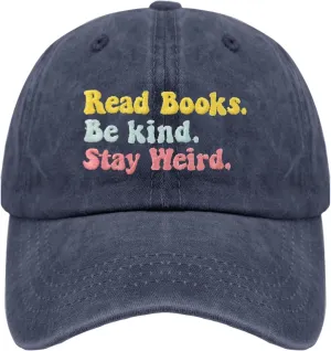Book Lover Cap Read Books Be Kind Stay Weird Baseball Cap for Women Funny Denim Dad Hats Adjustable