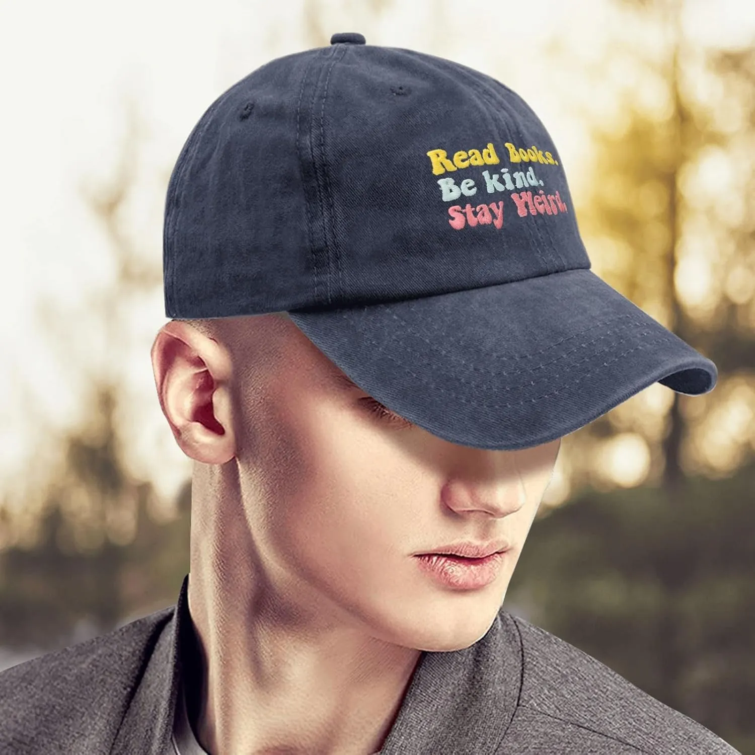 Book Lover Cap Read Books Be Kind Stay Weird Baseball Cap for Women Funny Denim Dad Hats Adjustable