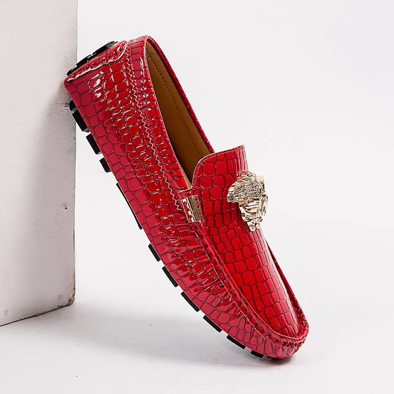Brand Casual Shoes High Quality Men&#39;s Leather Shoes Snake Pea Shoes Spring Summer Leather Ladies Moccasin Loafers