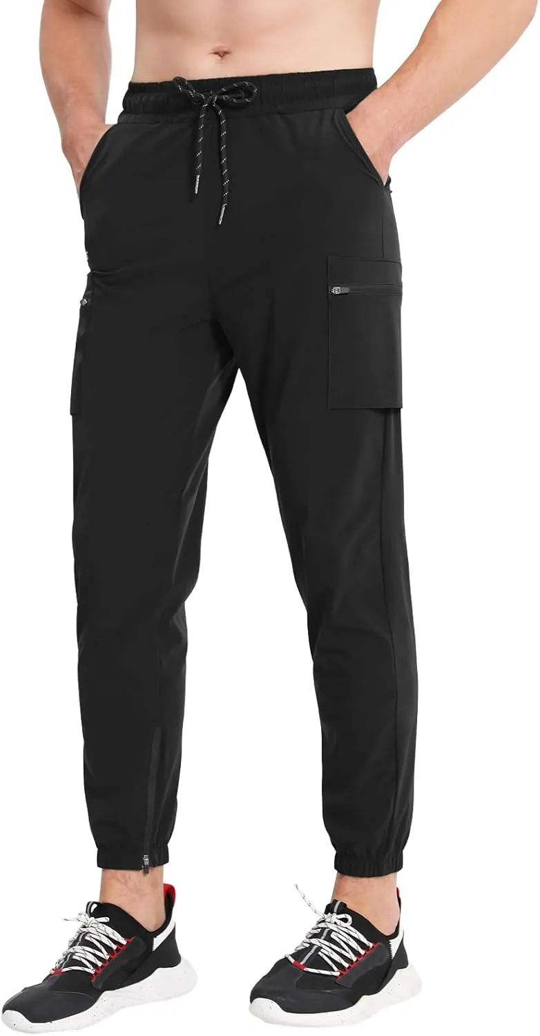 BROKIG Men's Joggers Lightweight Workout Pants Ankle Zip Gym Athletic Sports Running Sweatpants Men with Pockets