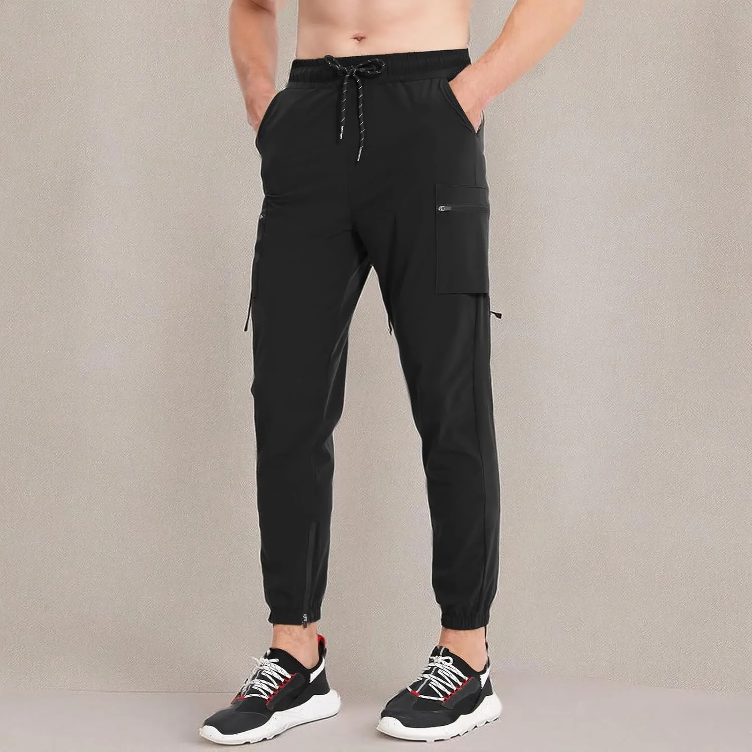 BROKIG Men's Joggers Lightweight Workout Pants Ankle Zip Gym Athletic Sports Running Sweatpants Men with Pockets