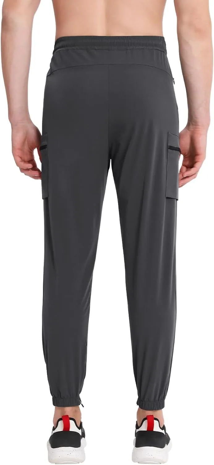 BROKIG Men's Joggers Lightweight Workout Pants Ankle Zip Gym Athletic Sports Running Sweatpants Men with Pockets