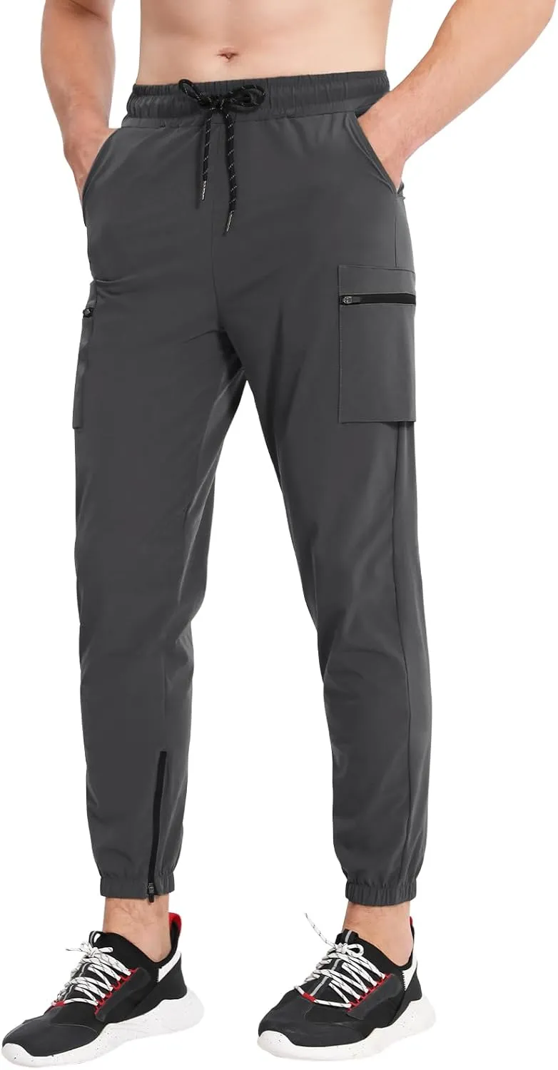 BROKIG Men's Joggers Lightweight Workout Pants Ankle Zip Gym Athletic Sports Running Sweatpants Men with Pockets