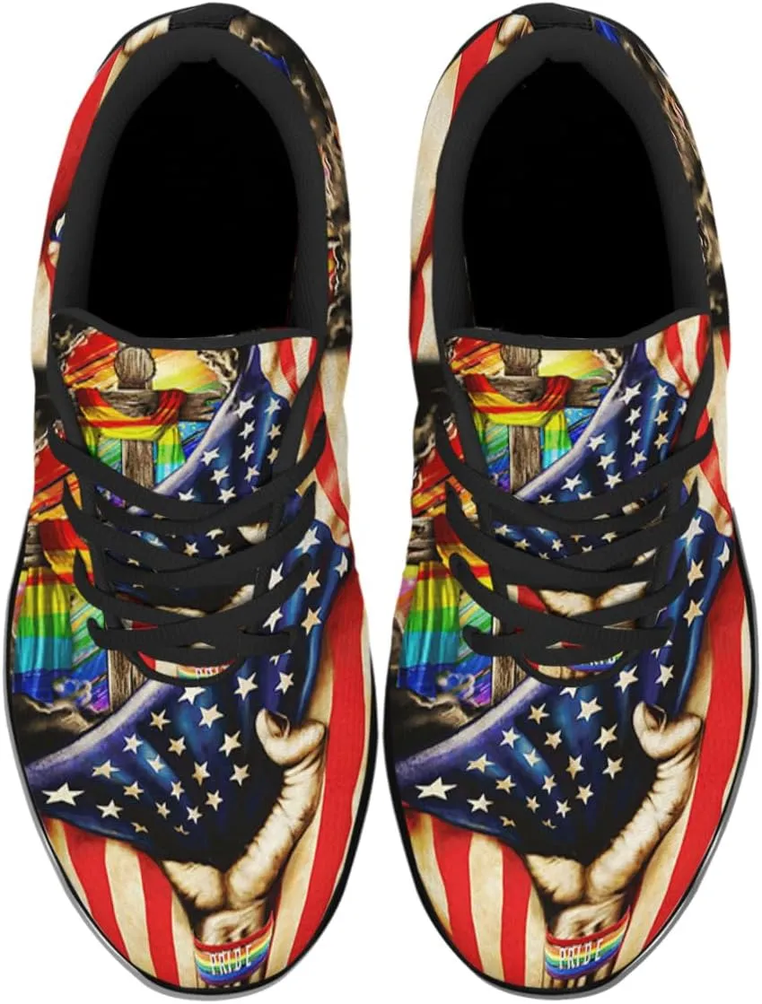 Christian Jesus Shoes, Lace Up Walking Sneakers, Cross Running Shoes Mesh Breathable Sports Trainers