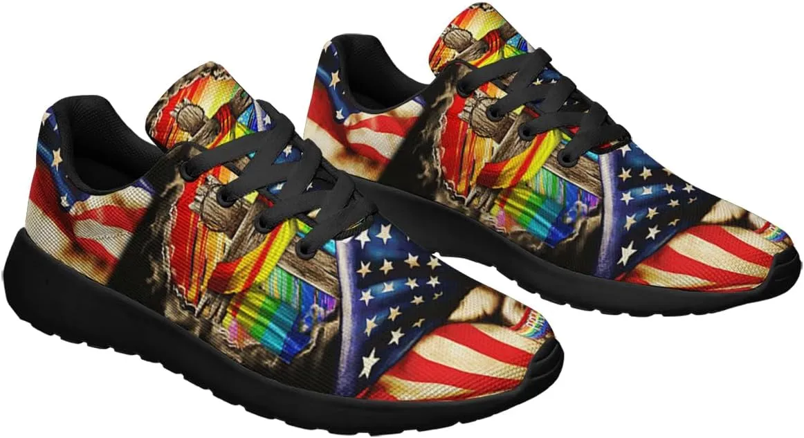 Christian Jesus Shoes, Lace Up Walking Sneakers, Cross Running Shoes Mesh Breathable Sports Trainers