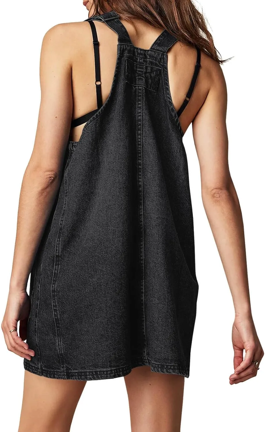 Cicy Bell Womens Denim Overall Dress Cute Summer Mini Jean Dress Adjustable Strap Loose Fit Short Jumper