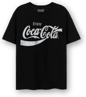 Coca-Cola Adults T-Shirt | Unisex Classic Logo Short Sleeve Graphic Tee | Distressed Vintage Apparel Top Merchandise Gift