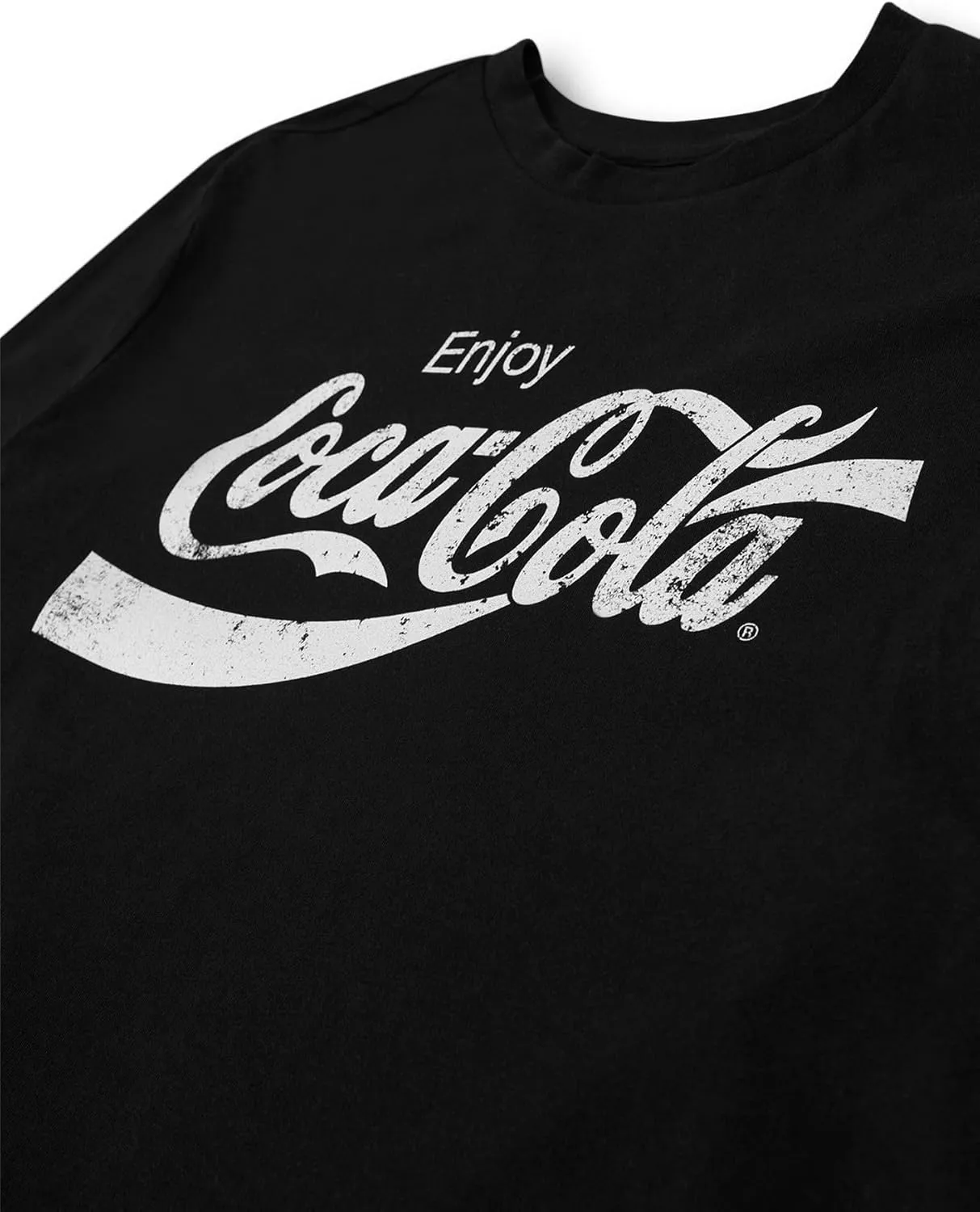 Coca-Cola Adults T-Shirt | Unisex Classic Logo Short Sleeve Graphic Tee | Distressed Vintage Apparel Top Merchandise Gift