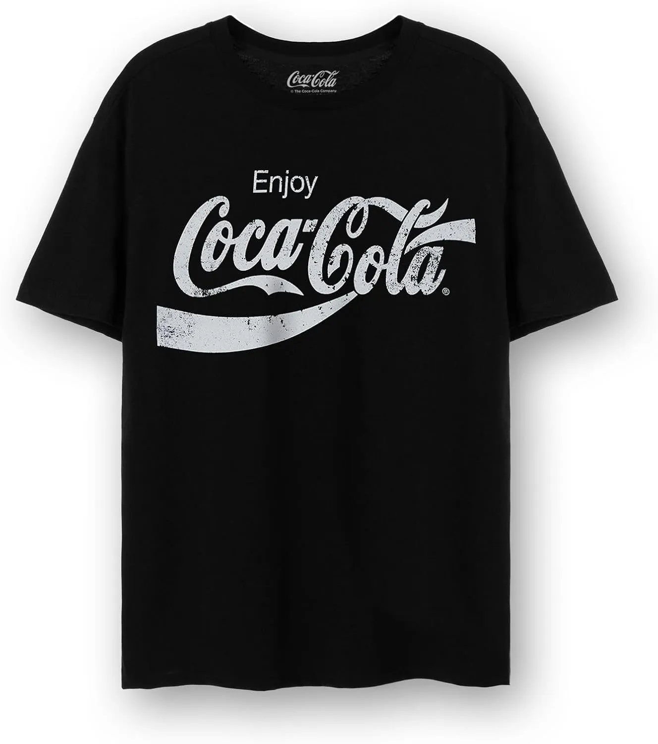 Coca-Cola Adults T-Shirt | Unisex Classic Logo Short Sleeve Graphic Tee | Distressed Vintage Apparel Top Merchandise Gift