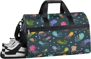 Colorful Octopus Sports Gym Bag with Wet Pocket & Shoes Compartment Waterproof Workout Duffel Bag for Women and Men Weekender Overnight Duffle Bag Travel Carry-on Tote