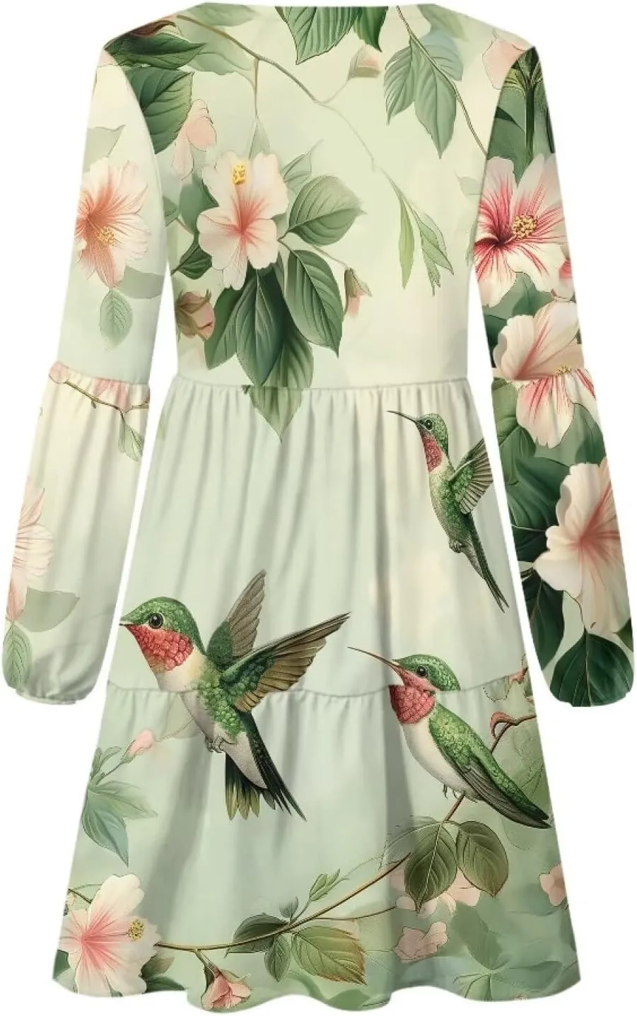 Cozeyat Women's Summer Casual Dresses Long Sleeve Autumn Puffy Dress A-Line Swing Midi Sundress