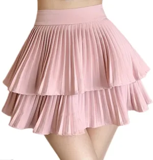 Cresay Women's High Waist Ruffle Mini Skirts Skater Layered Pleated Casual Beach Skorts Skirt