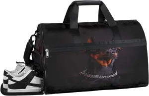 Dog Animal Theme Sports Gym Bag with Wet Pocket & Shoes Compartment Waterproof Workout Duffel Bag for Women and Men Weekender Overnight Duffle Bag Travel Carry-on Tote