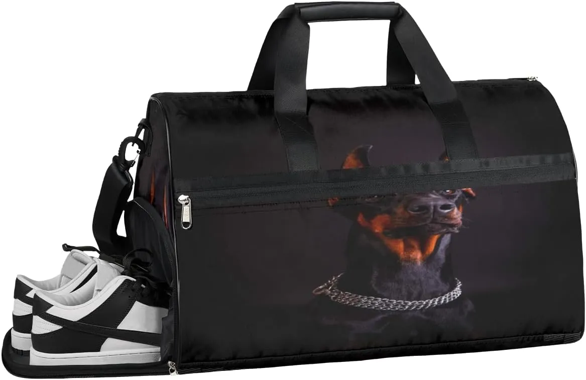 Dog Animal Theme Sports Gym Bag with Wet Pocket & Shoes Compartment Waterproof Workout Duffel Bag for Women and Men Weekender Overnight Duffle Bag Travel Carry-on Tote