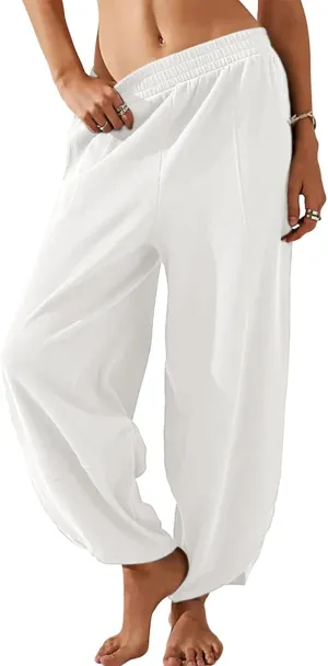 Dokotoo Womens Wide Leg High Waisted Stretch Quick Dry Lightweight Womens Pants with Pockets Loose Casual Lounge Pants