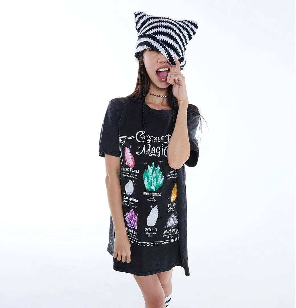 Dolls Kill Crystal Girl Oversized Tee by Delia's - Washed Design with Crystal Graphics and Loose Fit