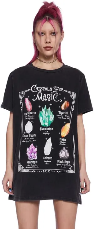 Dolls Kill Crystal Girl Oversized Tee by Delia's - Washed Design with Crystal Graphics and Loose Fit